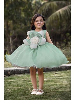 Lagorii - Mint Green Floral Applique Party Dress