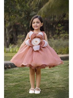 Lagorii - Peach Floral Applique Party Dress