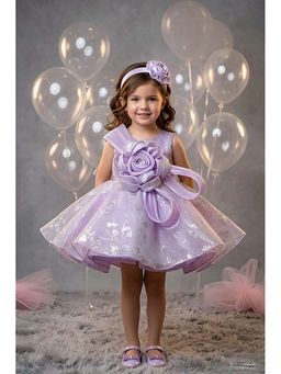Lagorii - Lavender 3D Floral Party Dress
