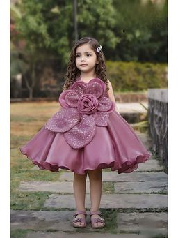 Lagorii - Mauve Pink 3D Floral Party Dress