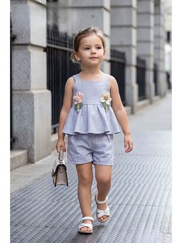Lagorii - Lavender Peplum With Floral Applique Co-Ord Set