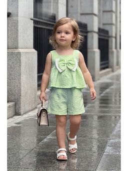 Lagorii - Pastel Green Bow With Sleeveless Co-Ord Set