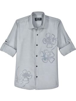 CHARCHIT - Grey Boys Full Sleeves Embellished Shirt