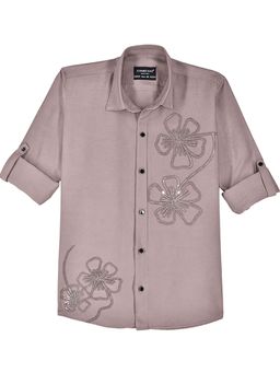 CHARCHIT - Mauve Boys Full Sleeves Embellished Shirt