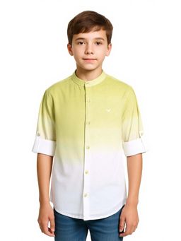 CAVIO - Yellow Boys Full Sleeves Ombre Mandarin Collar Shirt