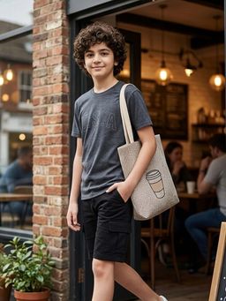 FUNKRAFTS - Boys Grey And Black Cotton Printed T-shirt And Shorts