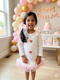 CHUCKLES AND CUDDLES - Girls White Embroidered Dress