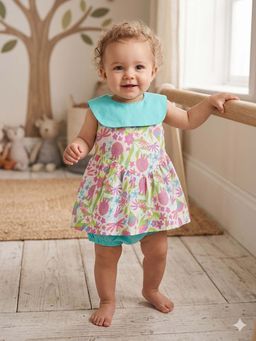 Nino Bambino - Organic Cotton Sleeveless Dress With Bloomer -Multi-Color