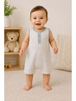 Nino Bambino - Unisex Organic Cotton Sleeveless Half Romper -Off White