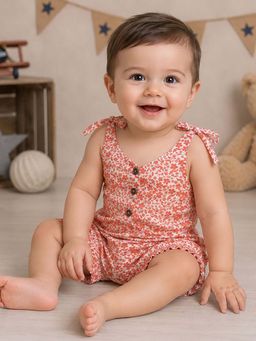 Nino Bambino - Organic Cotton Sleeveless Jumpsuit Girl -Orange