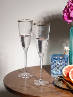 Pure Home + Living - Clear Hammered Flute Glasses, Set of 2