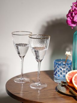 Pure Home + Living - Clear Hammered Wine Glasses, Set of 2