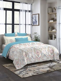 MYTRIDENT - Indulgence Paintly Pattern Cotton King Bedsheet & Pillow Covers-Ruth (Set of 5)