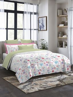 MYTRIDENT - Indulgence Faintly Pattern Cotton King Bedsheet & Pillow Covers-Aviva (Set of 5)