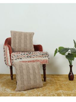 GRHAMOY - Cotton Cushion Cover Beige (16x16 inches) (Pack of 2)