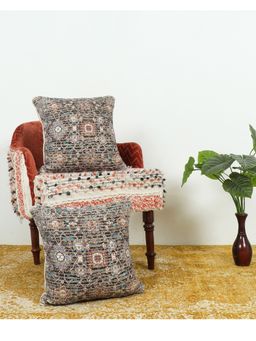 GRHAMOY - Cotton Cushion Cover Multi-Color (16x16 inches) (Pack of 2)