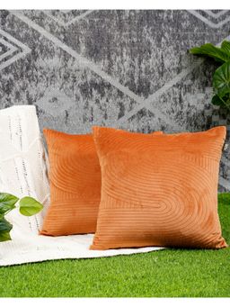 GRHAMOY - Cotton Cushion Cover Orange (16x16 inches) (Pack of 2)