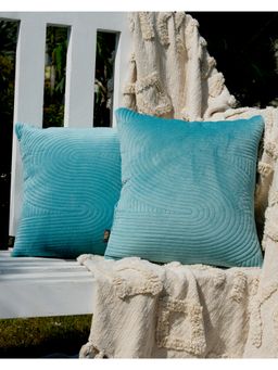 GRHAMOY - Cotton Cushion Cover Blue (16x16 inches) (Pack of 2)