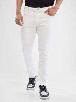 Spykar - Men Slim Fit Mid Waist White Jeans