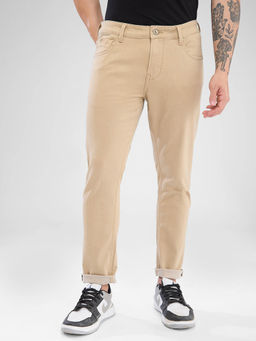 Spykar - Men Slim Fit Mid Waist Beige Jeans