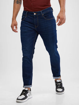Spykar - Men Slim Fit Mid Waist Navy Blue Jeans