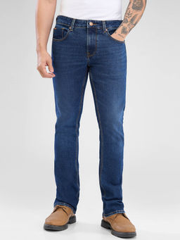 Spykar - Men Regular Fit Mid Waist Blue Jeans