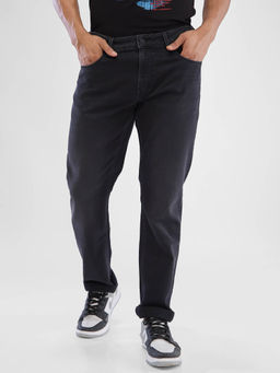 Spykar - Men Regular Fit Mid Waist Black Jeans