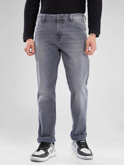 Spykar - Men Regular Fit Mid Waist Grey Jeans