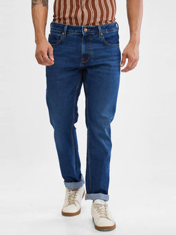 Spykar - Men Regular Fit Mid Waist Blue Jeans