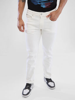 Spykar - Men Regular Fit Mid Waist White Jeans