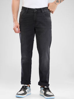 Spykar - Men Regular Fit Mid Waist Black Jeans