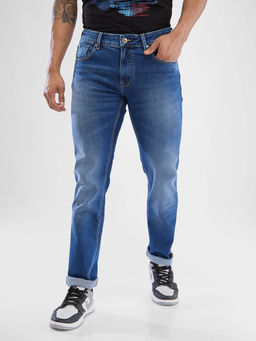 Spykar - Men Regular Fit Mid Waist Blue Jeans