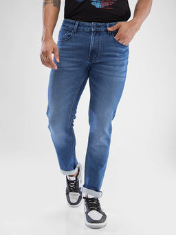 Spykar - Men Regular Fit Mid Waist Blue Jeans