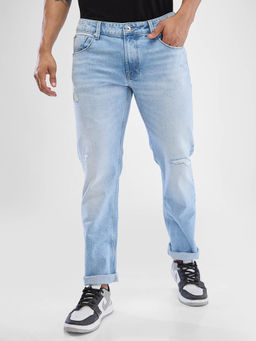 Spykar - Men Regular Fit Mid Waist Blue Jeans