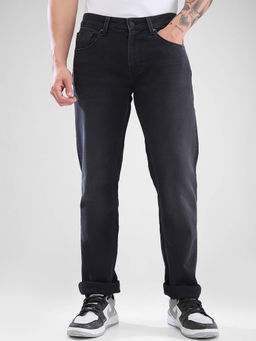 Spykar - Men Regular Fit Mid Waist Black Jeans