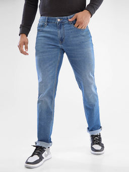Spykar - Men Regular Fit Mid Waist Blue Jeans