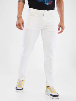 Spykar - Men Slim Fit Low Waist White Jeans