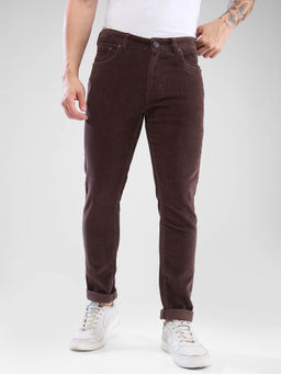 Spykar - Men Regular Fit Mid Waist Wine Jeans