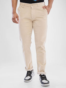 Spykar - Men Regular Fit Mid Waist Beige Jeans