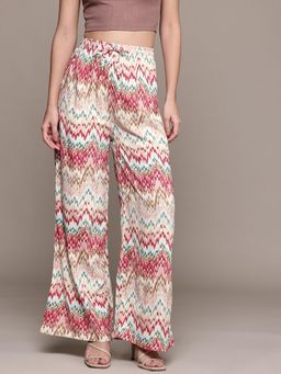 Popnetic - Women Wide Leg Printed Multi-Color Trouser