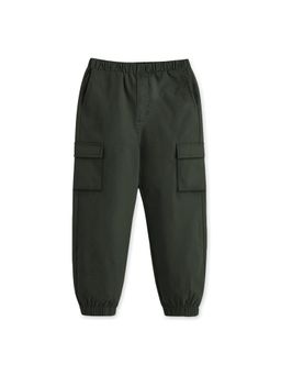 Trampoline - Boys Woven Cotton Cargo Trousers With 4 Pockets - Army Green