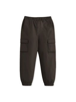 Trampoline - Boys Woven Cotton Cargo Trousers With 4 Pockets - Brown