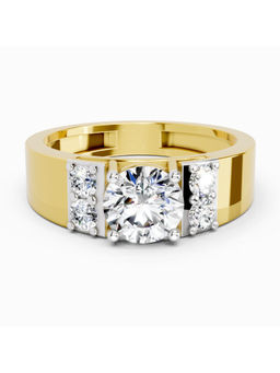 Sparkles - Lab Grown Diamond 1 Carat Round Shape 4 Prong Solitaire Ring 14K Yellow Gold