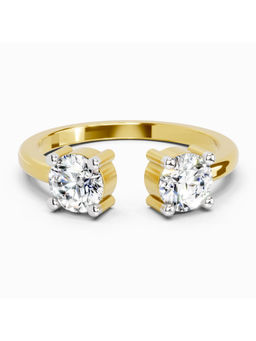 Sparkles - Lab Grown Diamond 0.76 Ct Round Open Two Stone Ring 14K Yellow Gold (6)