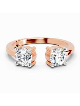 Sparkles - Lab Grown Diamond 0.76 Ct Round Open Two Stone Ring 14K Rose Gold (6)