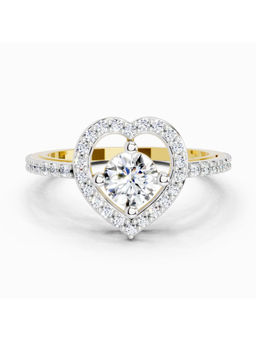 Sparkles - Lab Grown Diamond 0.84 Carat Round Halo Heart Ring 14K Yellow Gold (6)