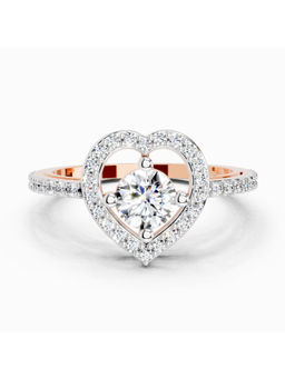 Sparkles - Lab Grown Diamond 0.84 Carat Round Halo Heart Ring 14K Rose Gold (6)