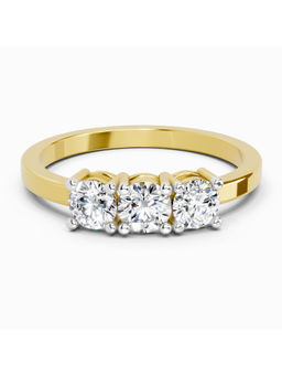 Sparkles - Lab Grown Diamond 0.62 Carat Round Three Stone Ring 14K Yellow Gold (6)