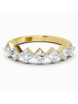 Sparkles - Lab Grown Diamond 0.63 Carat Princess Shape 7 Stone Band Ring 14K Yellow Gold