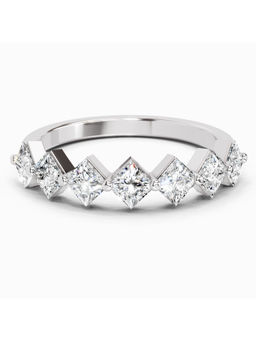 Sparkles - Lab Grown Diamond 0.63 Carat Princess Shape 7 Stone Band Ring 14K Silver IGI Certified